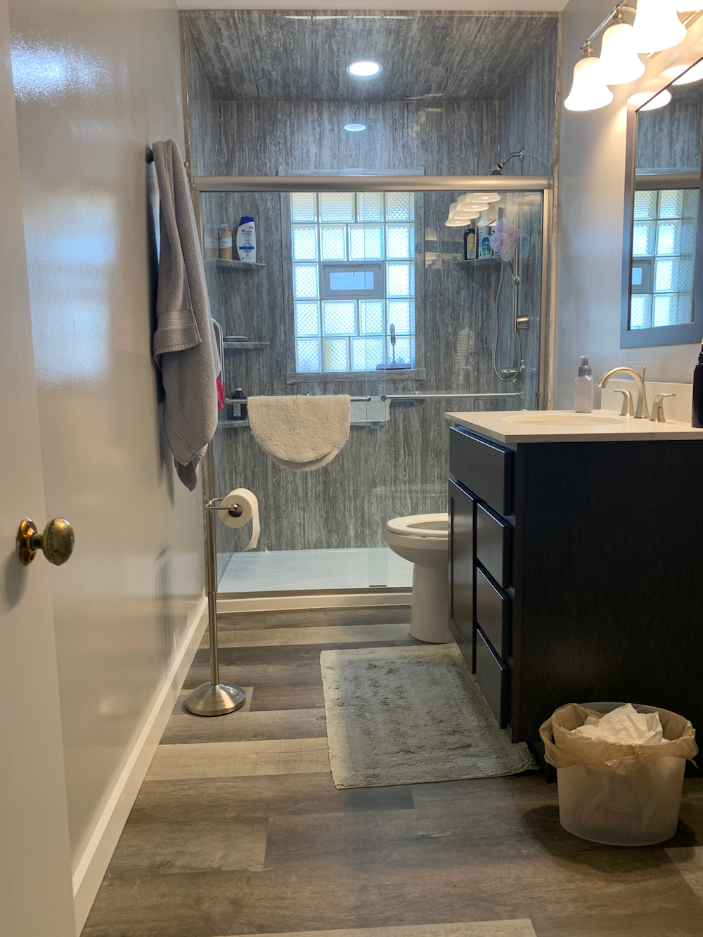 walk-in shower ideas vinyl ceiling