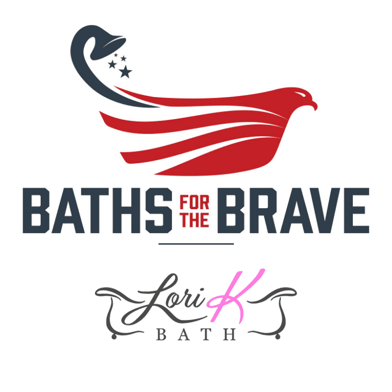 Baths for the Brave logo on top, with Lori K Bath logo underneath