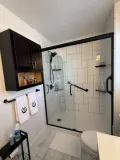 Bathroom remodeling project completed in Northwest Indiana with professional bathtub replacement and modern finishes