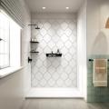 walk in shower with white surround and elegant design