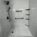 Tub-to-shower conversion and bathroom remodel completed by Lori K Bath in Northwest Indiana