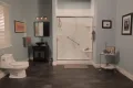 One day walk-in shower remodel in DeMotte IN by Lori K Bath with modern smooth wall surround
