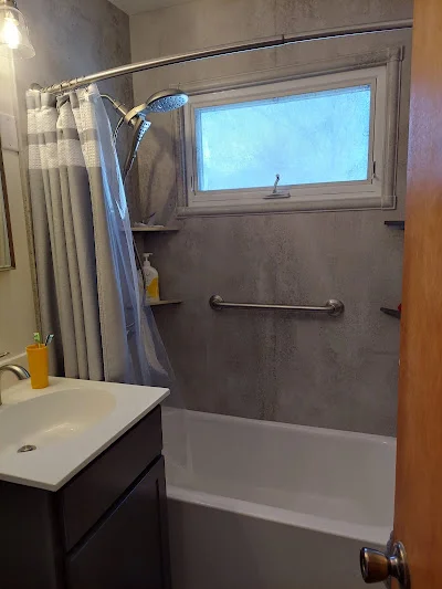 Fantastic bathroom remodel with custom recessed cabinet by Lori K Bath in Valparaiso Indiana