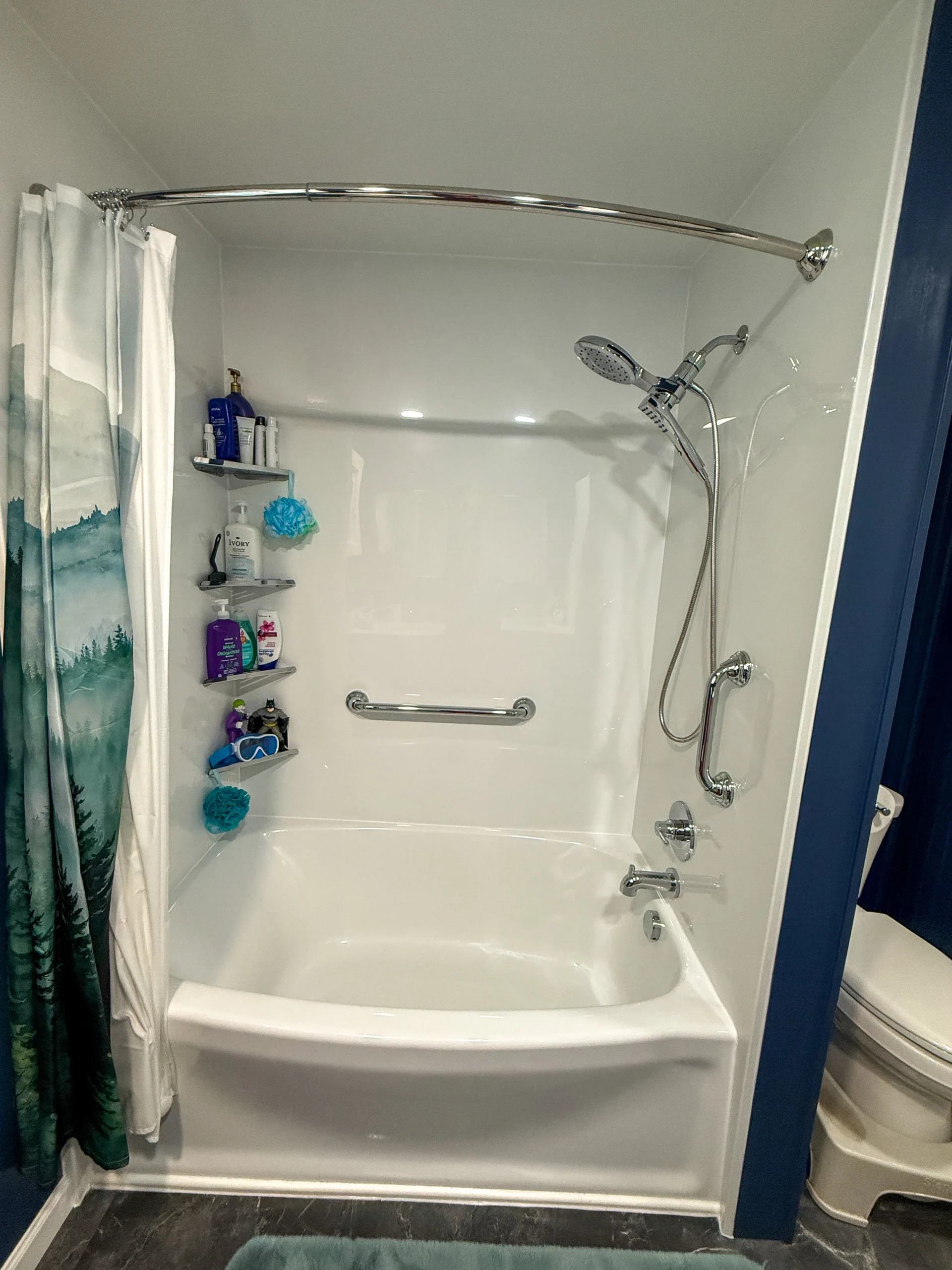 A welcoming bathroom space featuring a sleek shower installation for everyday use.