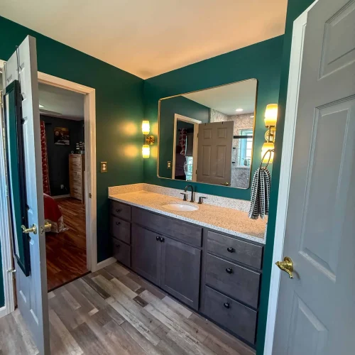 Elegant bathroom design showcasing a luxurious freestanding tub and modern shower.