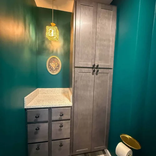 Elegant bathroom design featuring a spacious shower and stylish decor for a modern look.